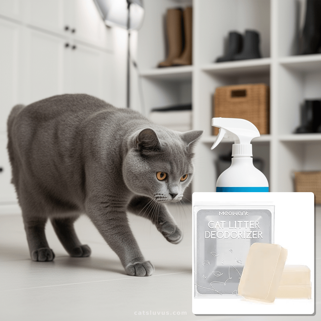 MeoWant Pet Odor Eliminator with cat - professional product lifestyle photo