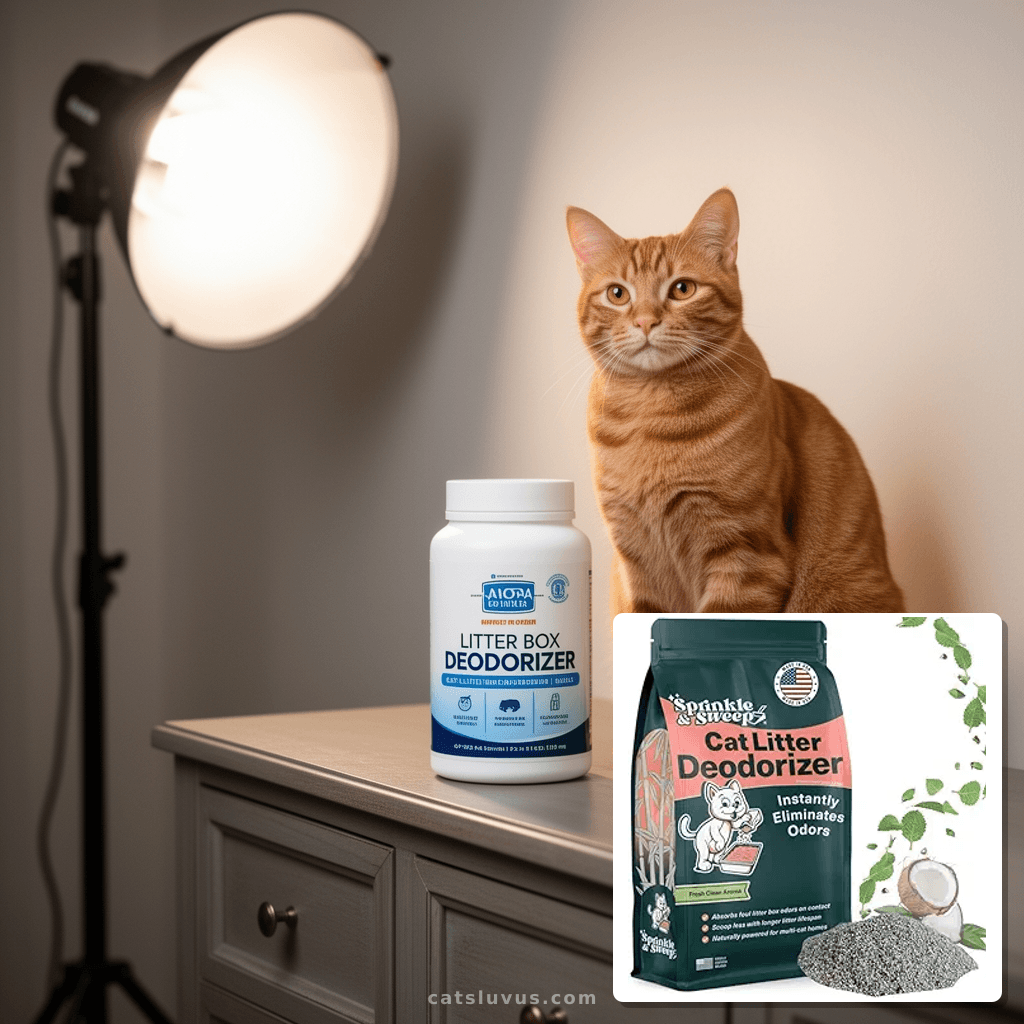 Litter Box Deodorizer | Cat Litter Deodorizer | Smell with cat - professional product lifestyle photo