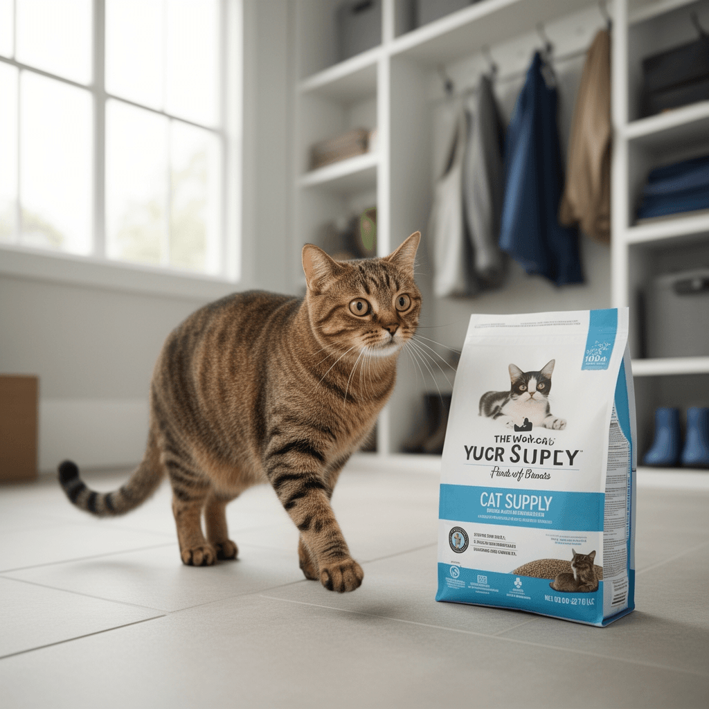 Fumoi Automatic Cat Litter Box Self Cleaning Litter Box with cat - professional product lifestyle photo