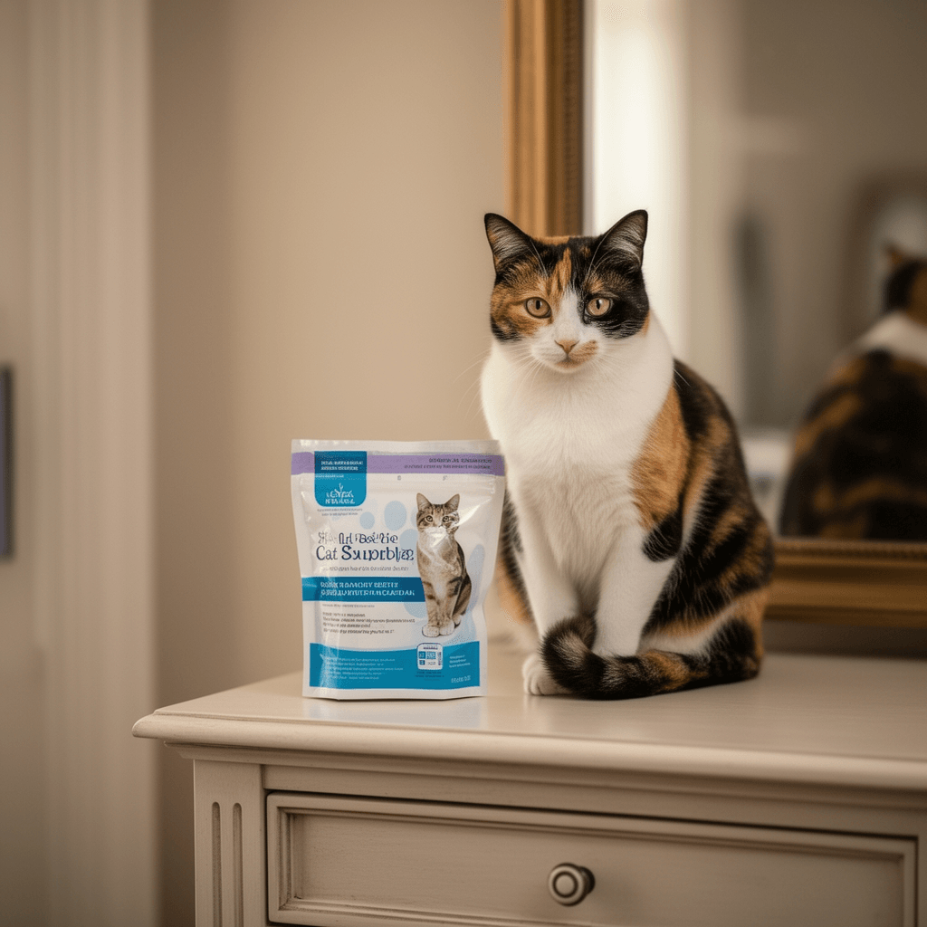 Pet-Pourri Smell Ya Litter Cat Litter Deodorizer Spray with cat - professional product lifestyle photo