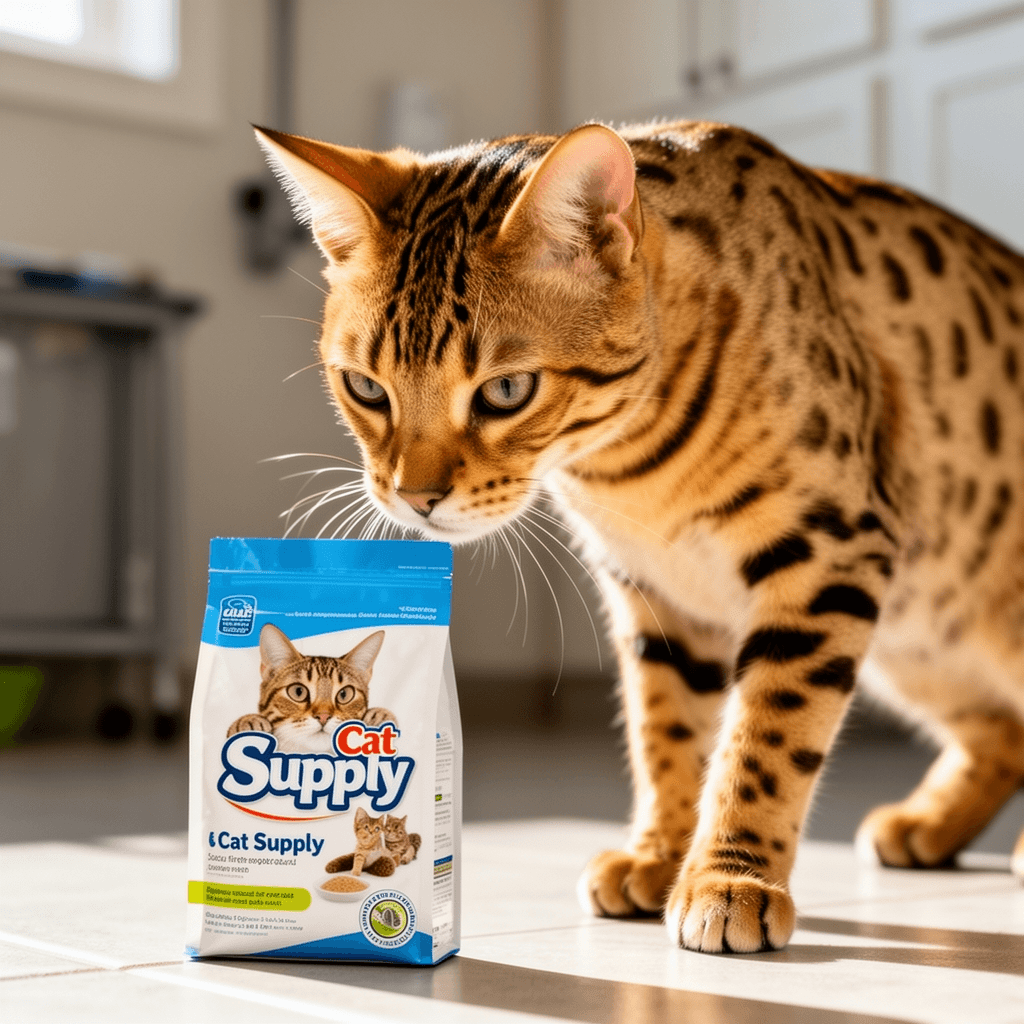 Rocco & Roxie Supply Co. Stain & Strong Odor Eliminator with cat - professional product lifestyle photo