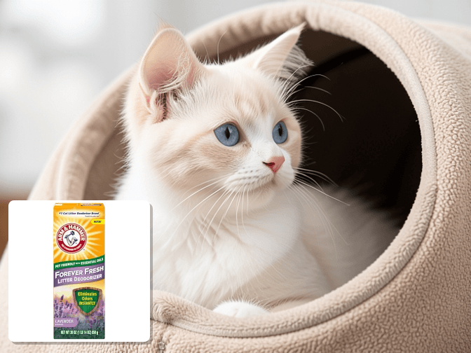 Cat owner reviewing lavender scented cat litter reviews options for their pet in 2026