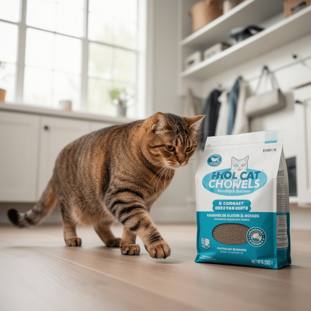 Apidgrowth Cat Litter Scoop-Metal Cat Scooper-Long Handle with cat - professional product lifestyle photo