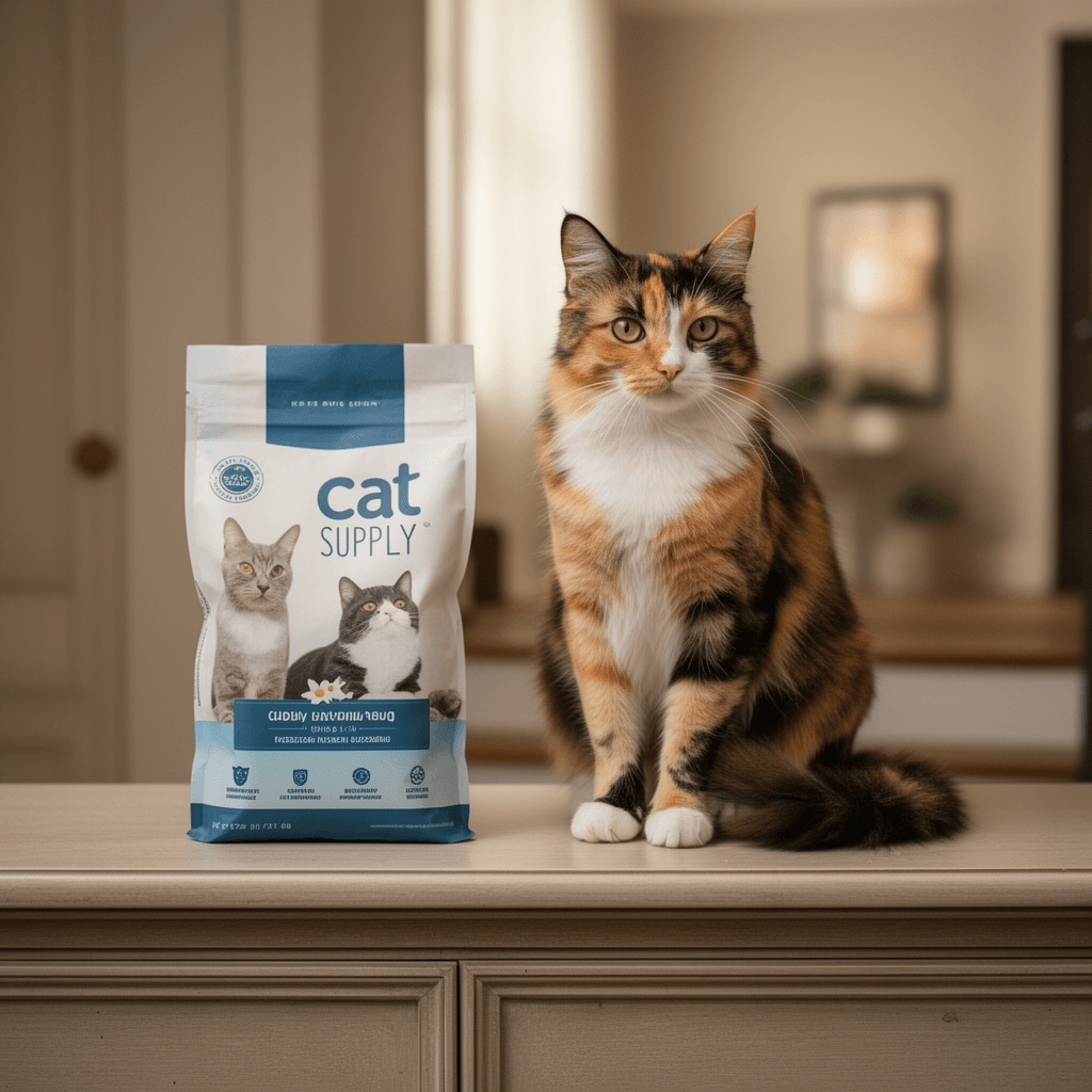Self Cleaning Litter Box with cat - professional product lifestyle photo