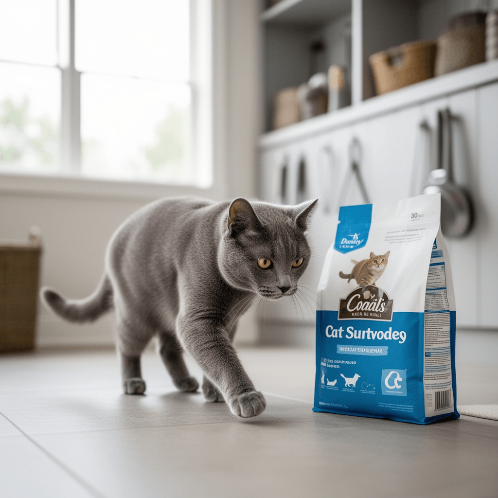 Sprinkle & Sweep Metal Cat Litter Scoop - Heavy Duty Litter with cat - professional product lifestyle photo