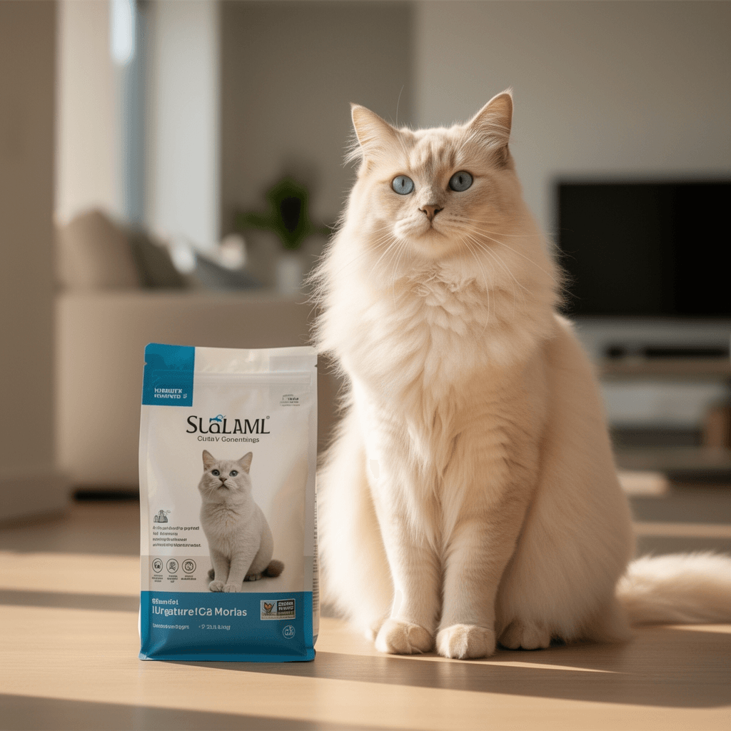 Amazon Basics Durable Cat Litter Scoop with Holder with cat - professional product lifestyle photo