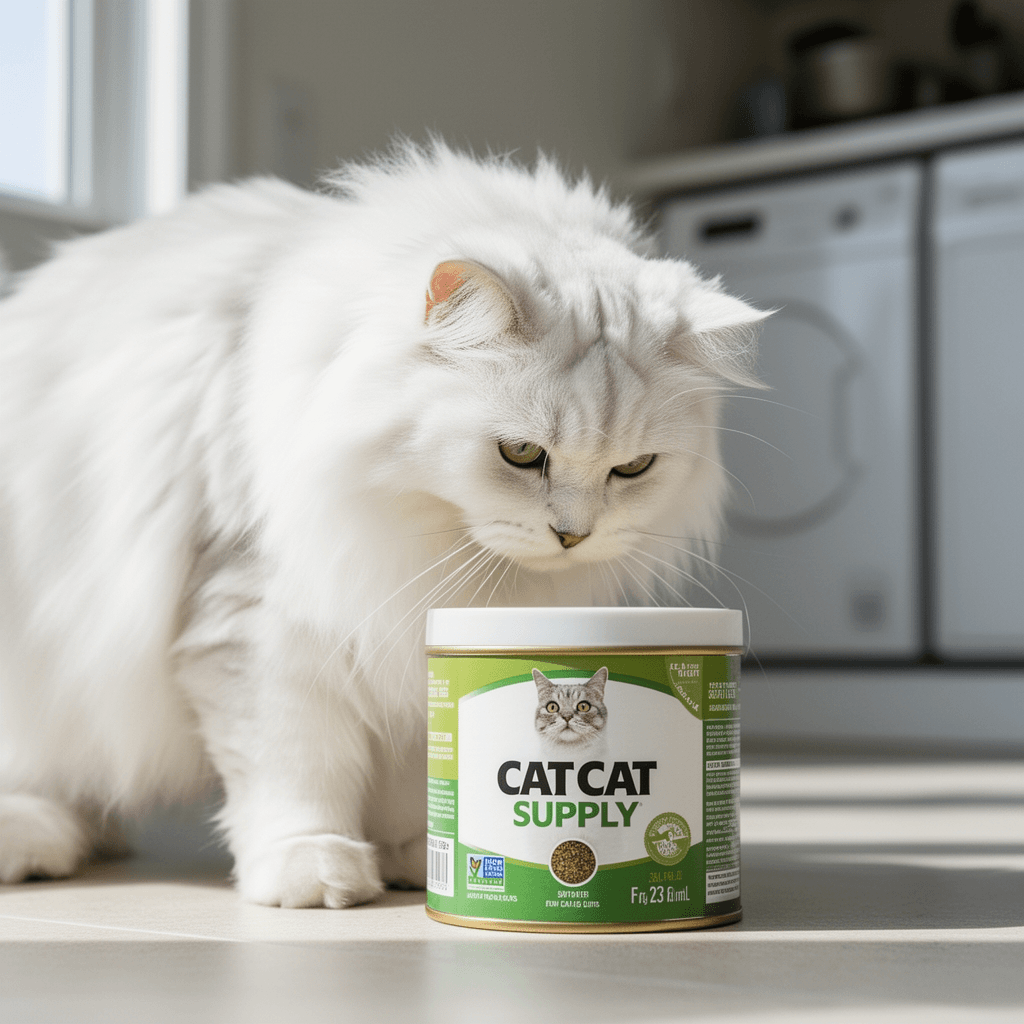 WePet Cat Litter Scoop with cat - professional product lifestyle photo