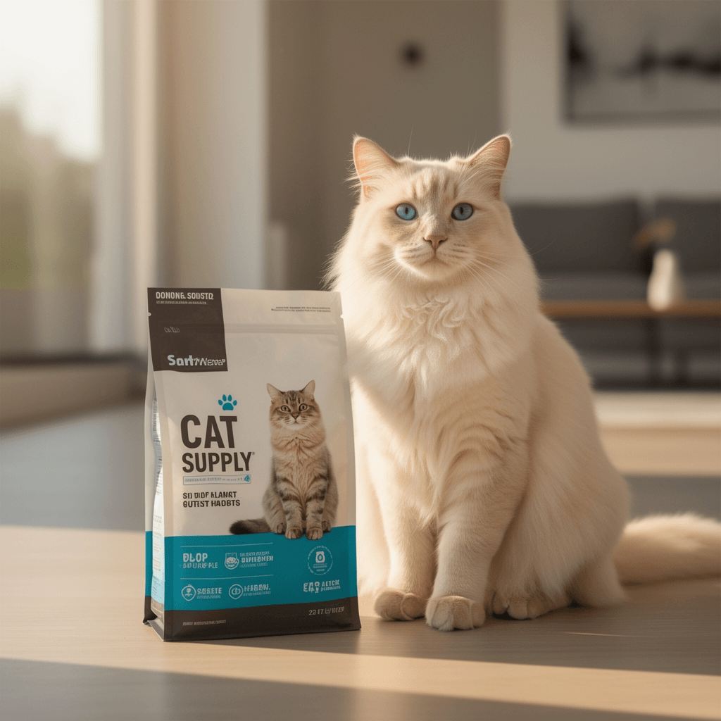 XBX Cat Litter Scoop with Holder with cat - professional product lifestyle photo