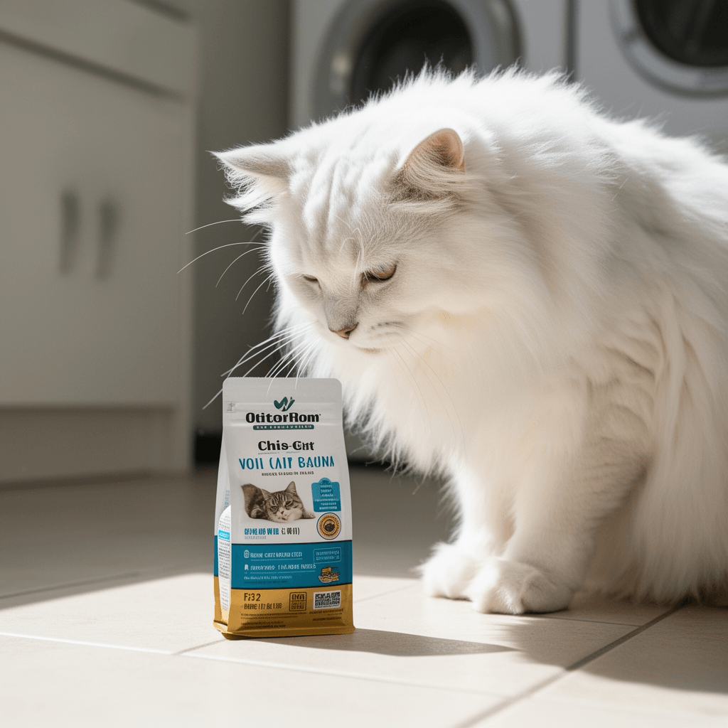 Kitty Sift FiberScoop Disposable Litter Scoop with cat - professional product lifestyle photo