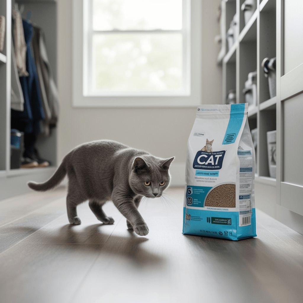 Fresh Step Drawstring Cat Litter Box Liners with cat - professional product lifestyle photo