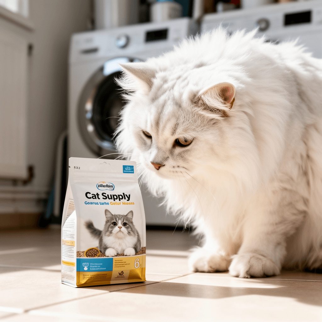 Litter Genie Refill Bags | Standard 4-Pack with cat - professional product lifestyle photo