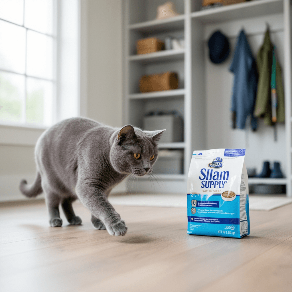 Litter Genie Refill Bags | Jumbo 1-Pack with cat - professional product lifestyle photo