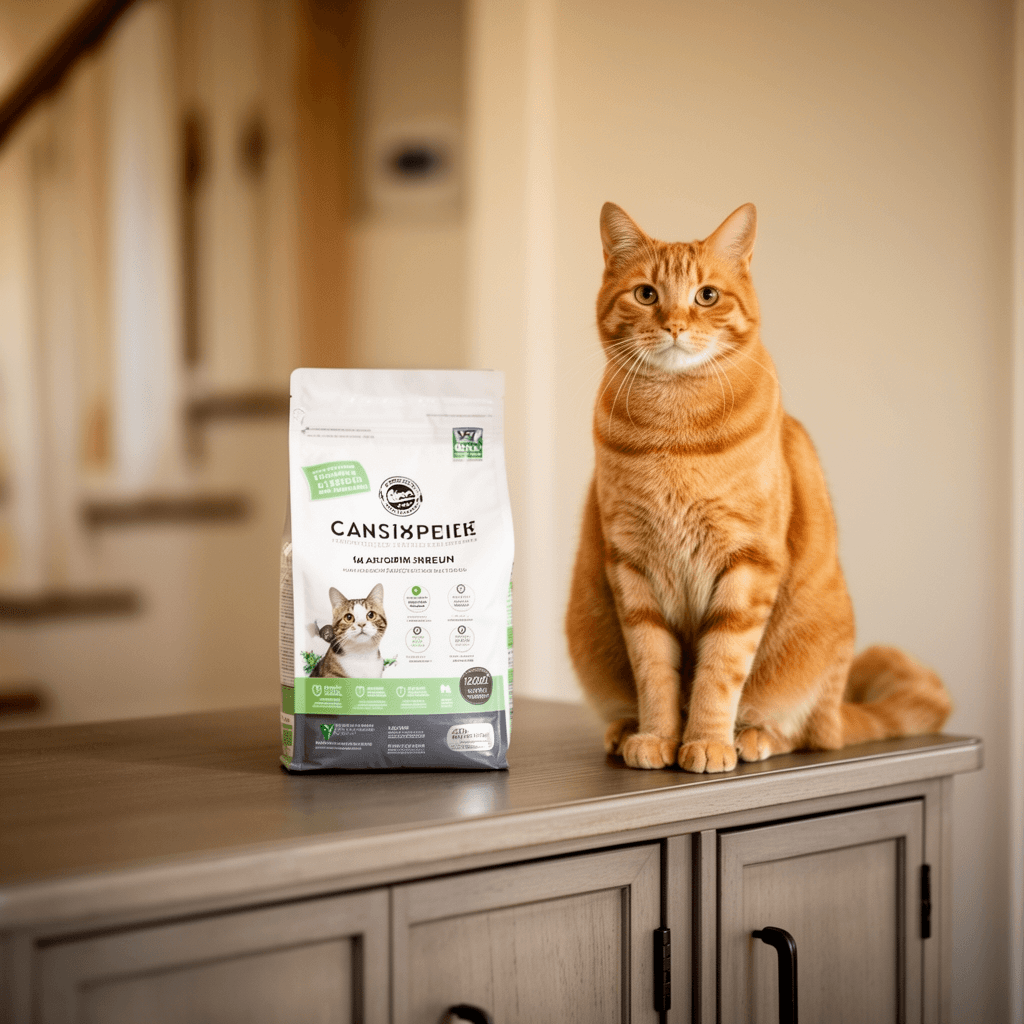 Petmate Scoop N' Hide Cat Litter Scoop with Discreet Litter with cat - professional product lifestyle photo