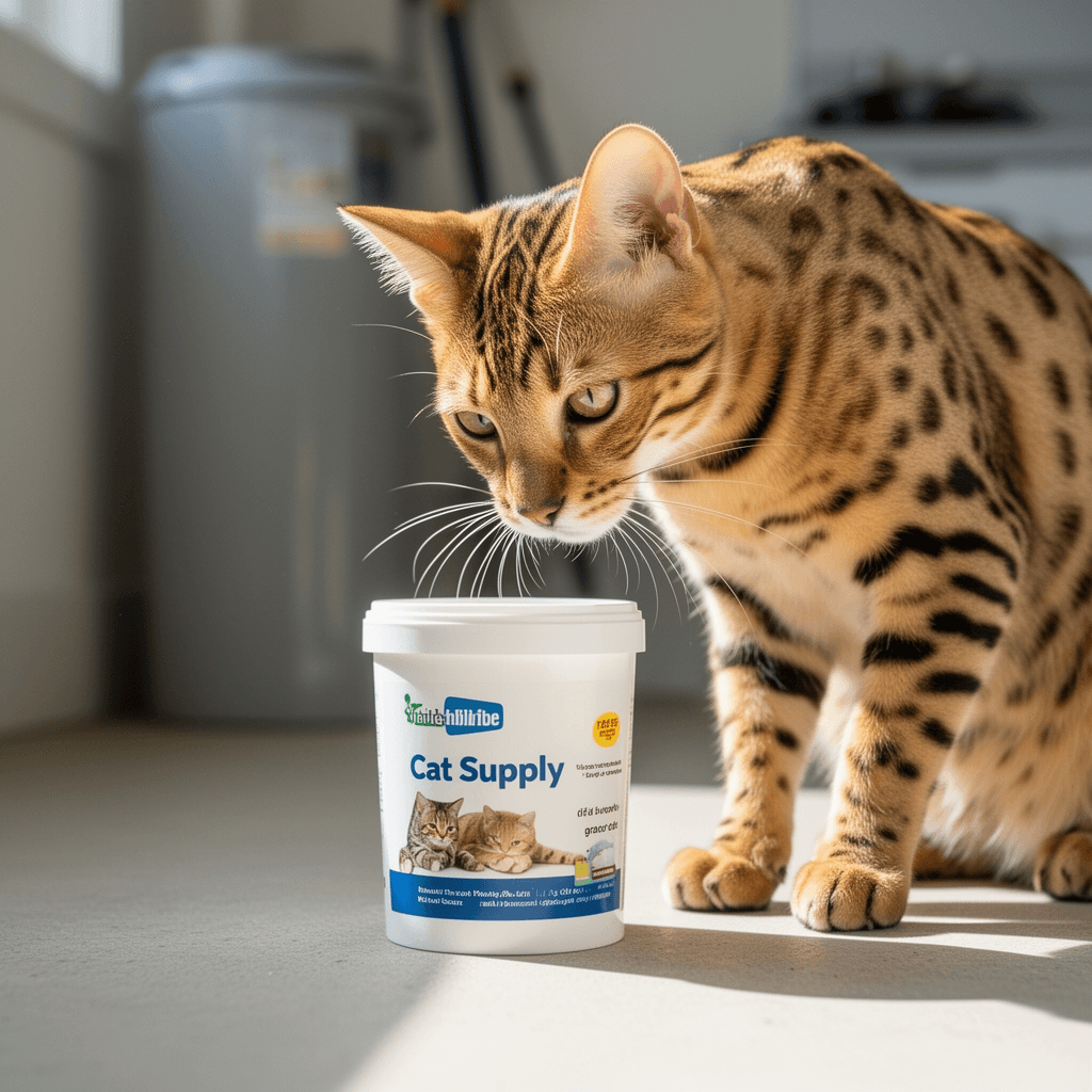 WePet Cat Litter Scoop with cat - professional product lifestyle photo