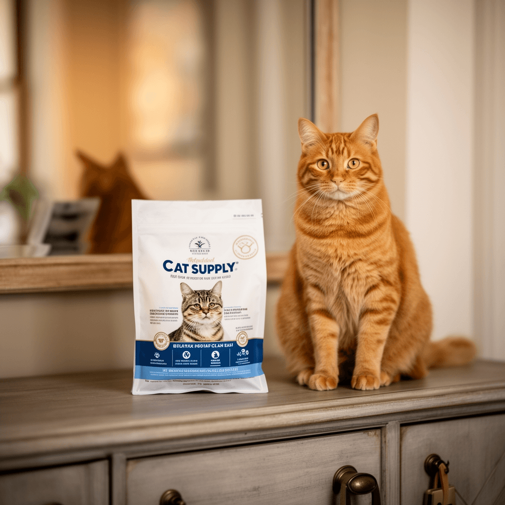 iPrimio Universal Cat Litter Scooper Holder - Durable with cat - professional product lifestyle photo