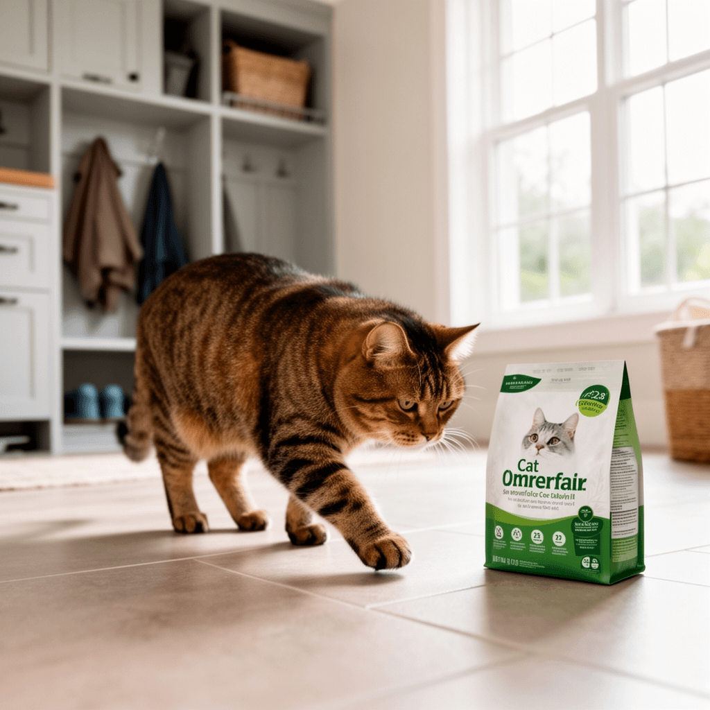 Esamploe Cat Litter Scooper with Trash Container with cat - professional product lifestyle photo