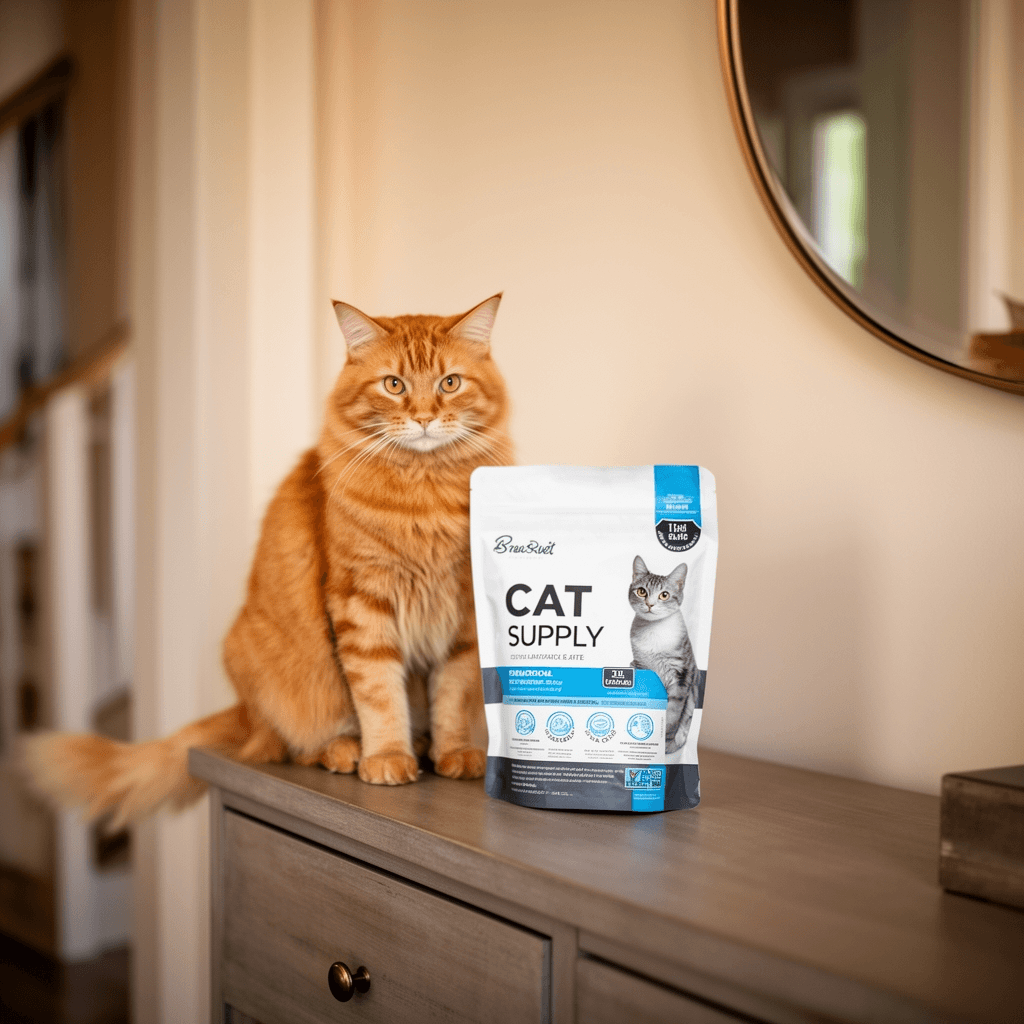 Depets Cat Litter Scoop with cat - professional product lifestyle photo