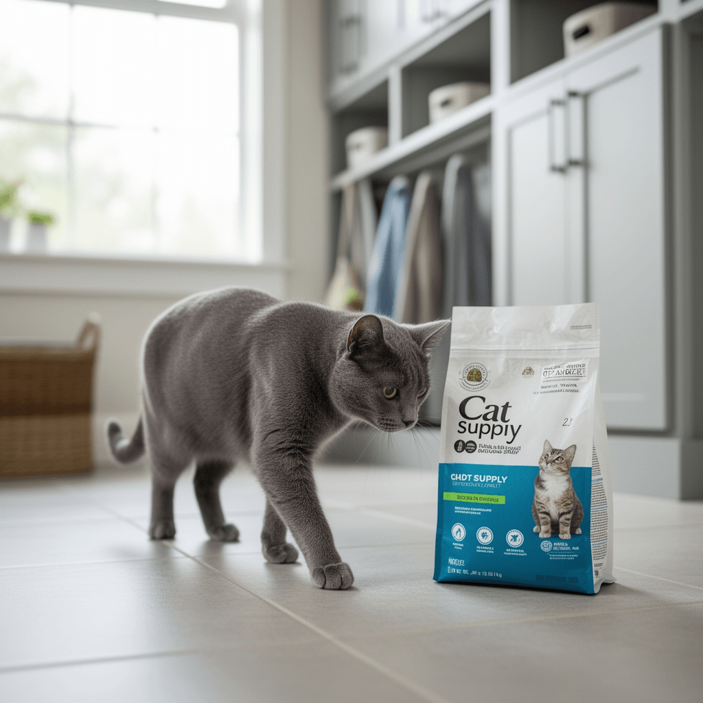 Cat Litter Scoop Sifter with cat - professional product lifestyle photo