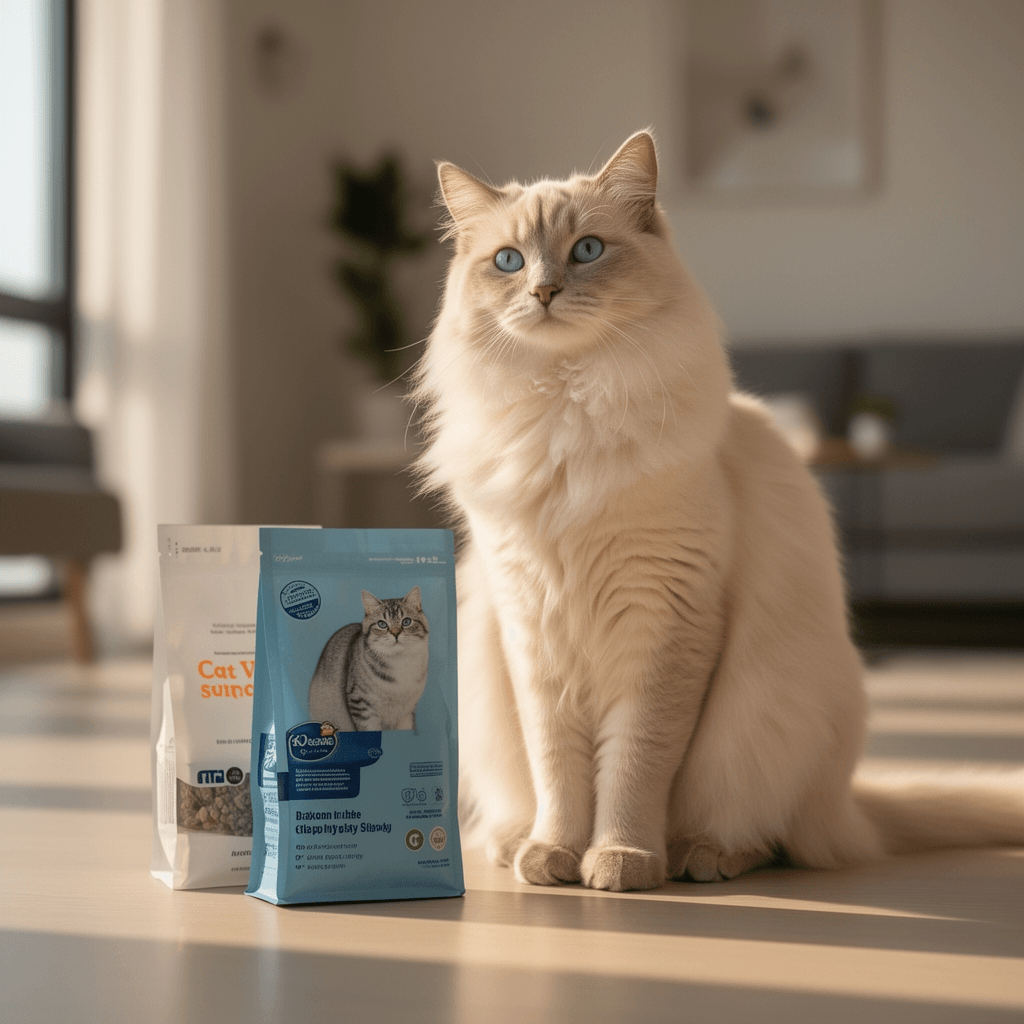 MUTTROS Cactus Cat Litter Scooper with Holder - 2 with cat - professional product lifestyle photo