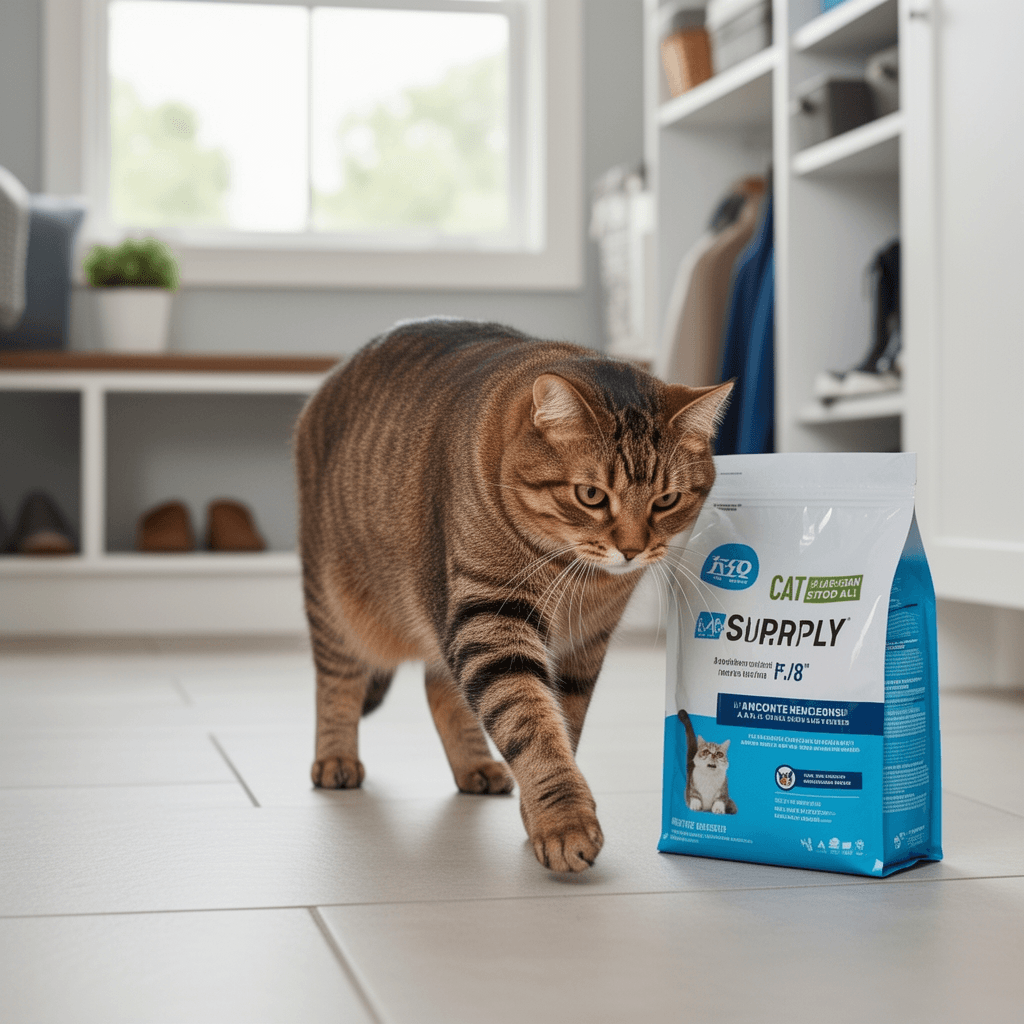 WePet Cat Litter Scoop with cat - professional product lifestyle photo