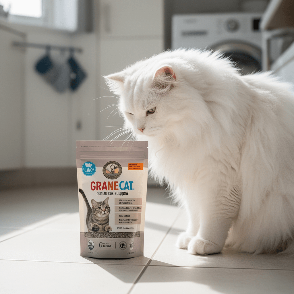WePet Cat Litter Scoop with cat - professional product lifestyle photo