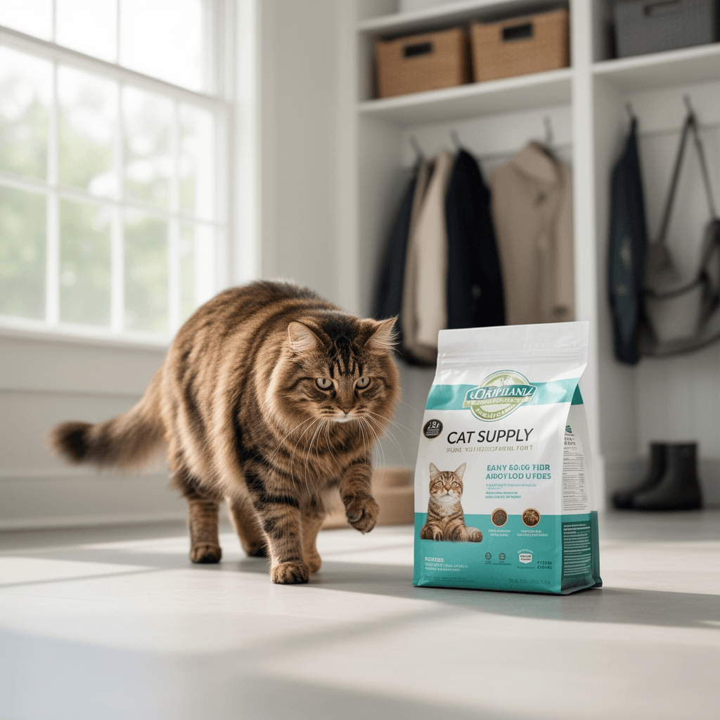 WePet Cat Litter Scoop with cat - professional product lifestyle photo