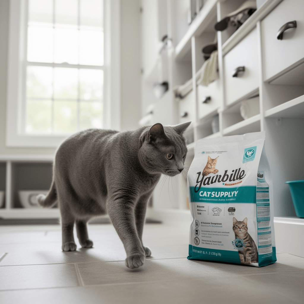 itPlus Cat Litter Scoop with cat - professional product lifestyle photo
