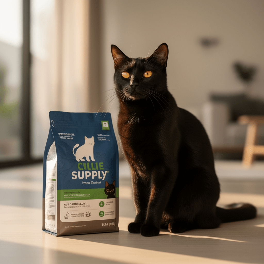 CatGuru Cat Litter Scoop with cat - professional product lifestyle photo