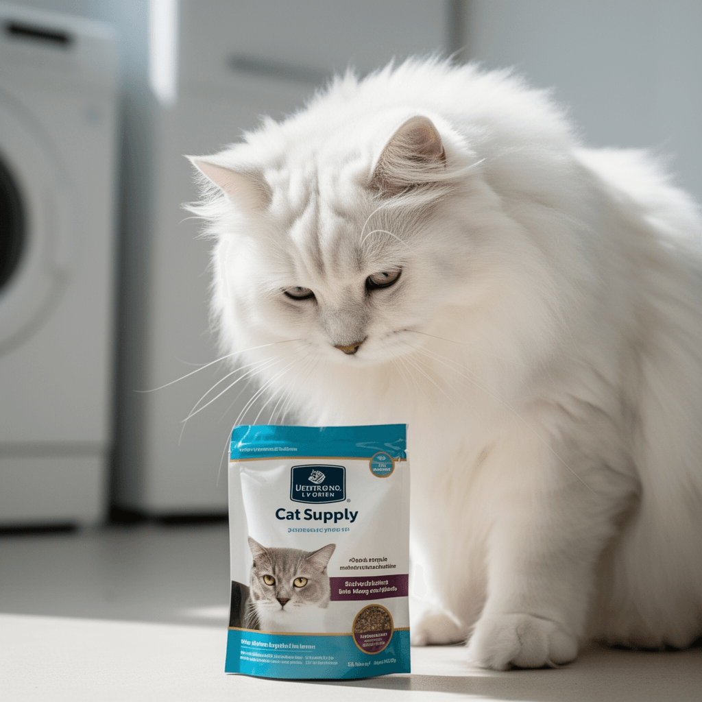 Amazon Basics Durable Cat Litter Scoop with Holder with cat - professional product lifestyle photo
