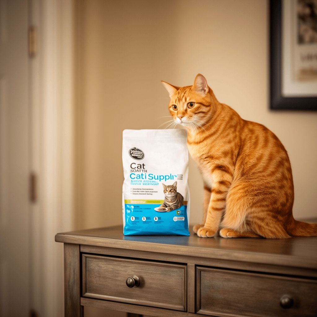 WePet Cat Litter Scoop with cat - professional product lifestyle photo