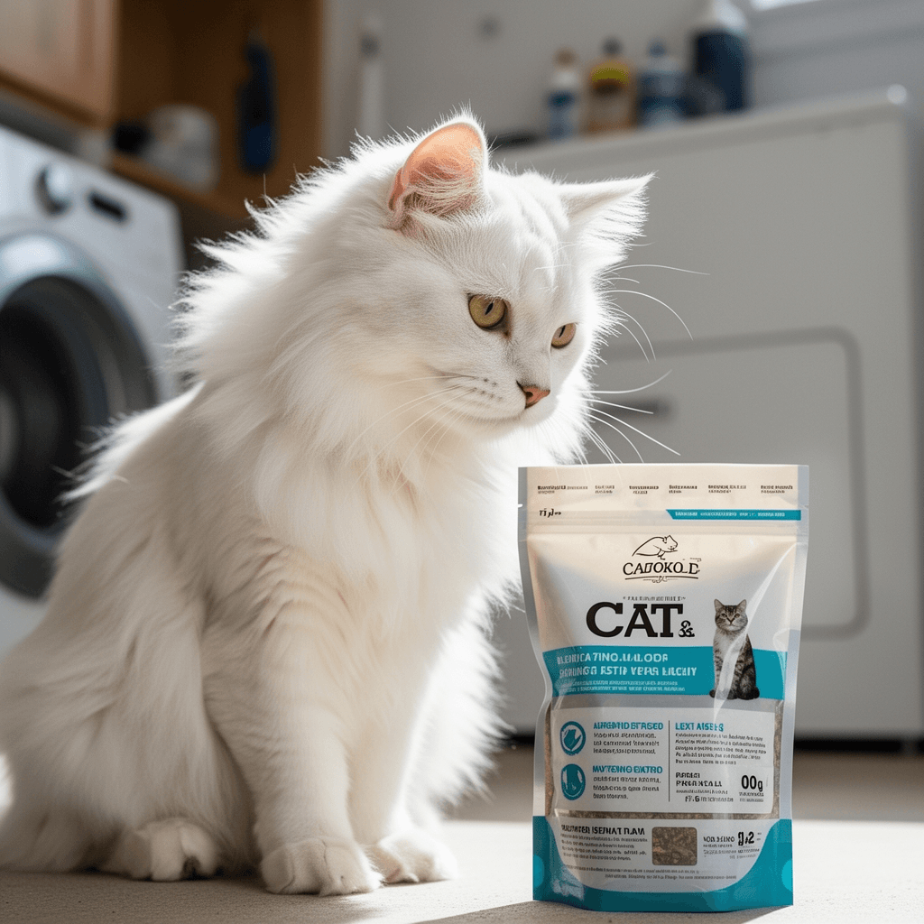 WePet Cat Litter Scoop with cat - professional product lifestyle photo