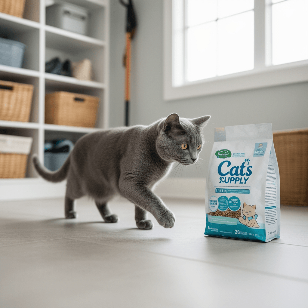 Cat Litter Scoop with cat - professional product lifestyle photo