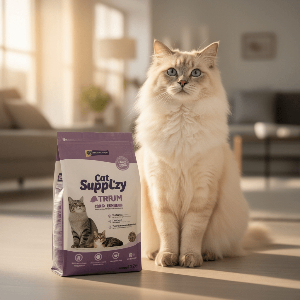 WePet Cat Litter Scoop with cat - professional product lifestyle photo