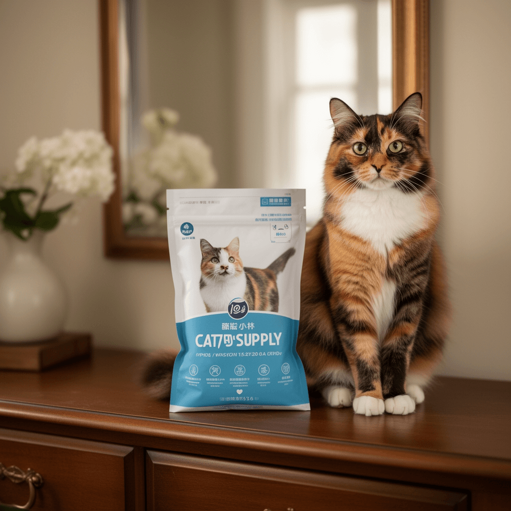 Kitty Sift FiberScoop Disposable Litter Scoop with cat - professional product lifestyle photo