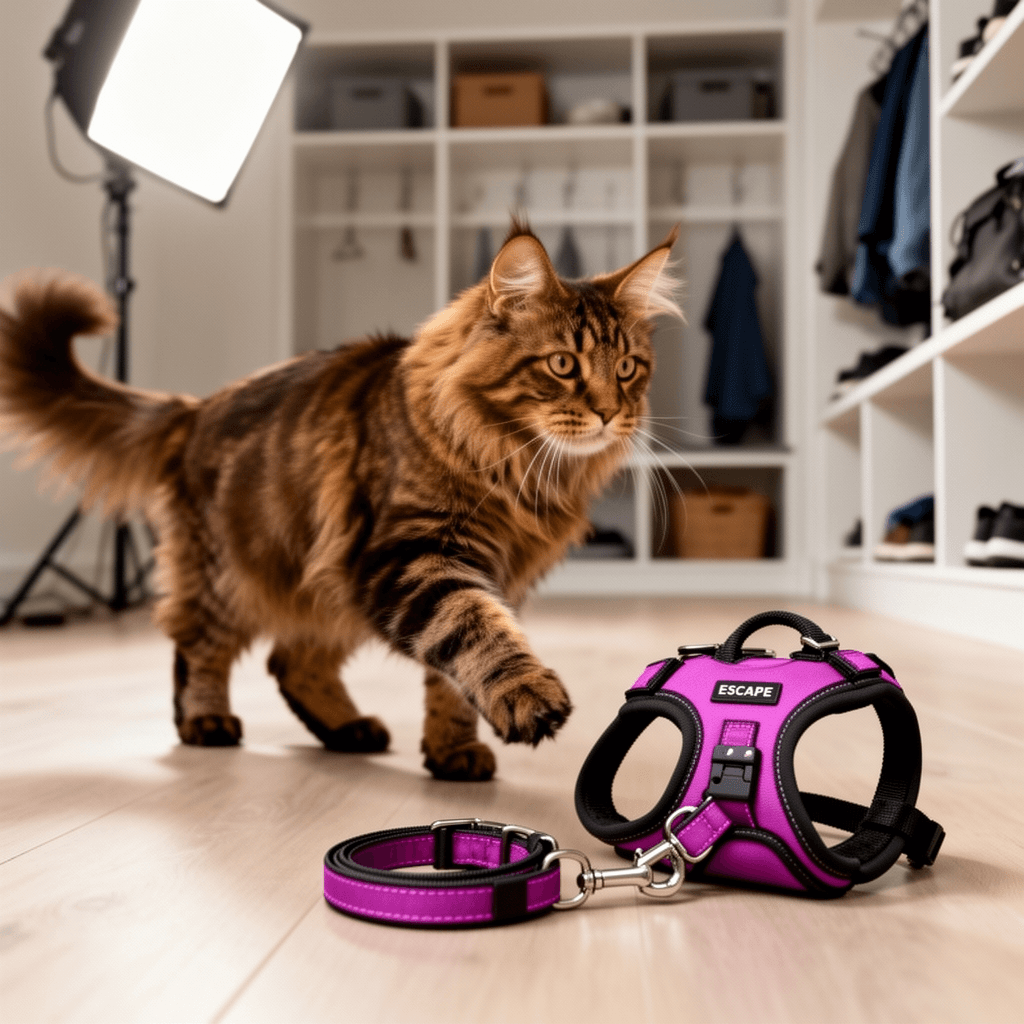 Cat Harness and Leash Set with Matching Collar – Escape with cat - professional product lifestyle photo