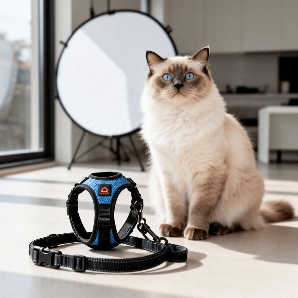 Cat Harness and Leash Set - Escape Proof Adjustable Cat with cat - professional product lifestyle photo