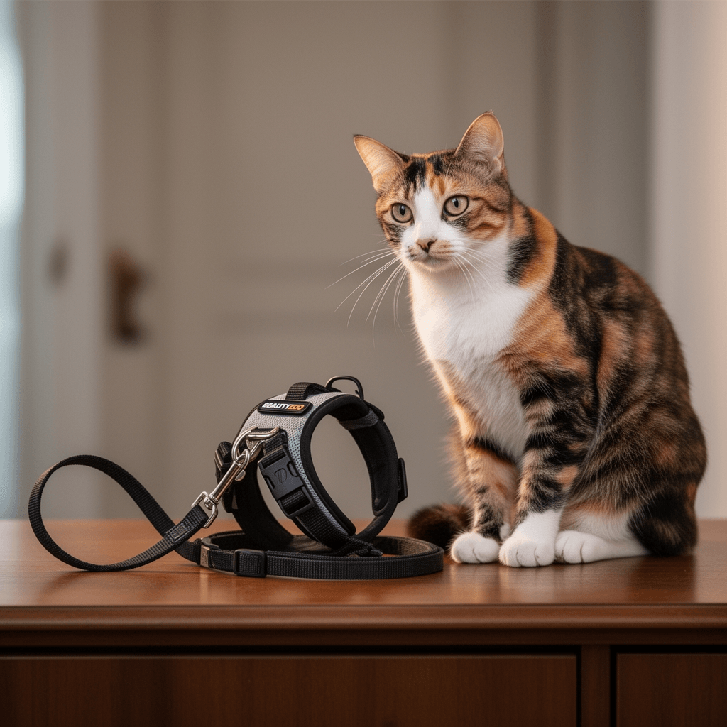 BEAUTYZOO Cat Harness and Leash Set for Walking Escape Proof with cat - professional product lifestyle photo