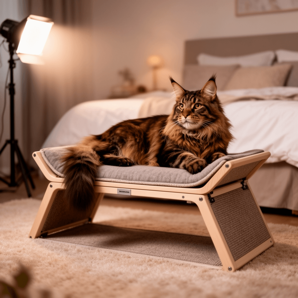 Hartman & Rose Full-Grain Leather Personalized Cat Collar with cat - professional product lifestyle photo