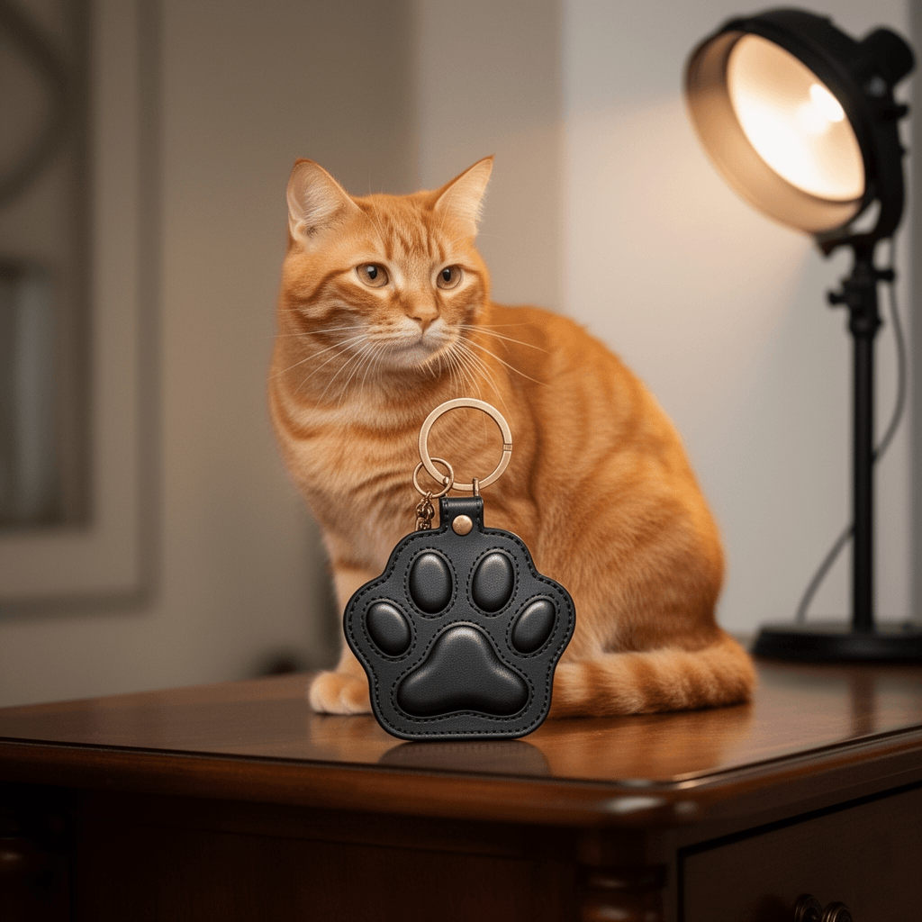 designer leather craft dog cat paw key handing decoration with cat - professional product lifestyle photo