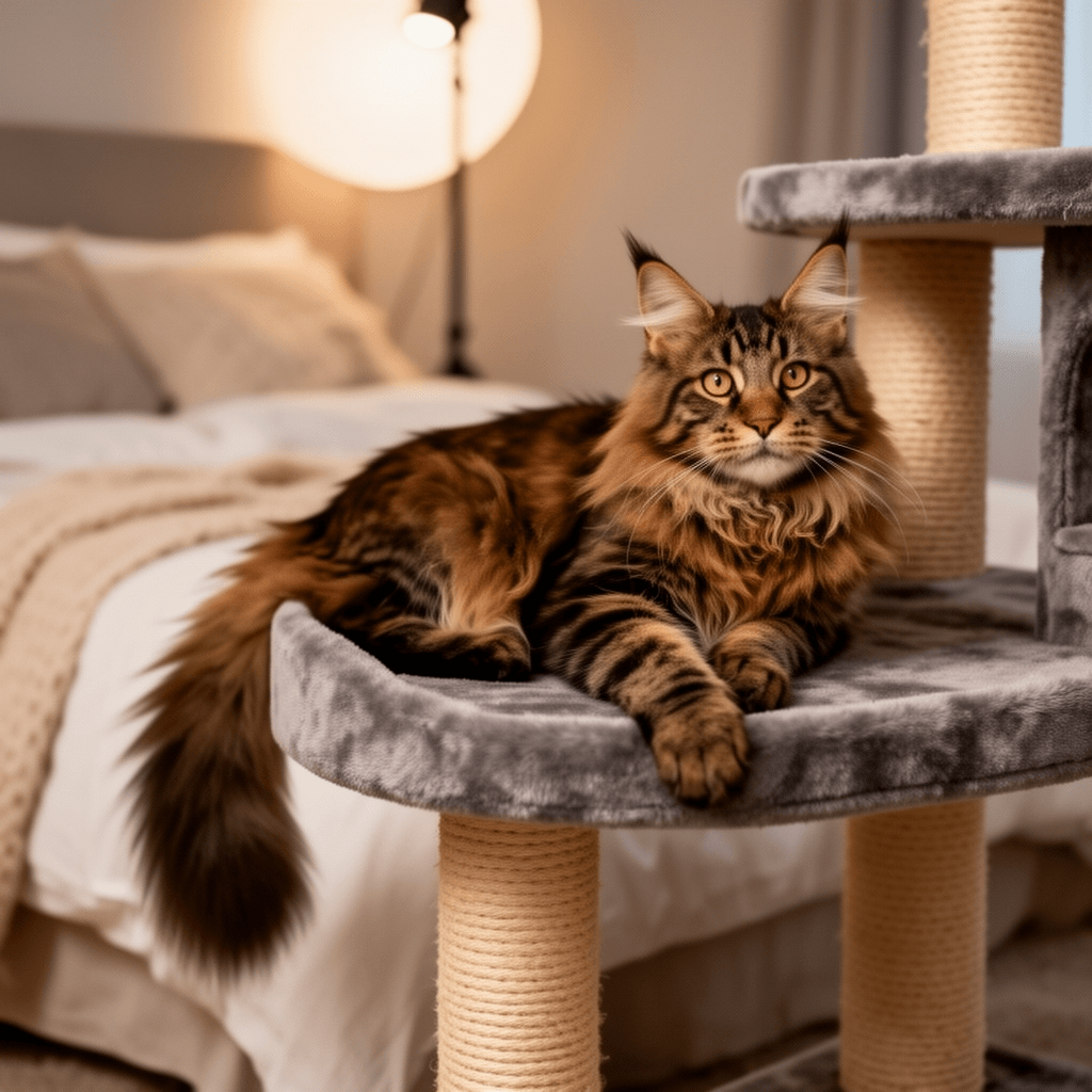 Made4Pets Tall Cat Tree with cat - professional product lifestyle photo