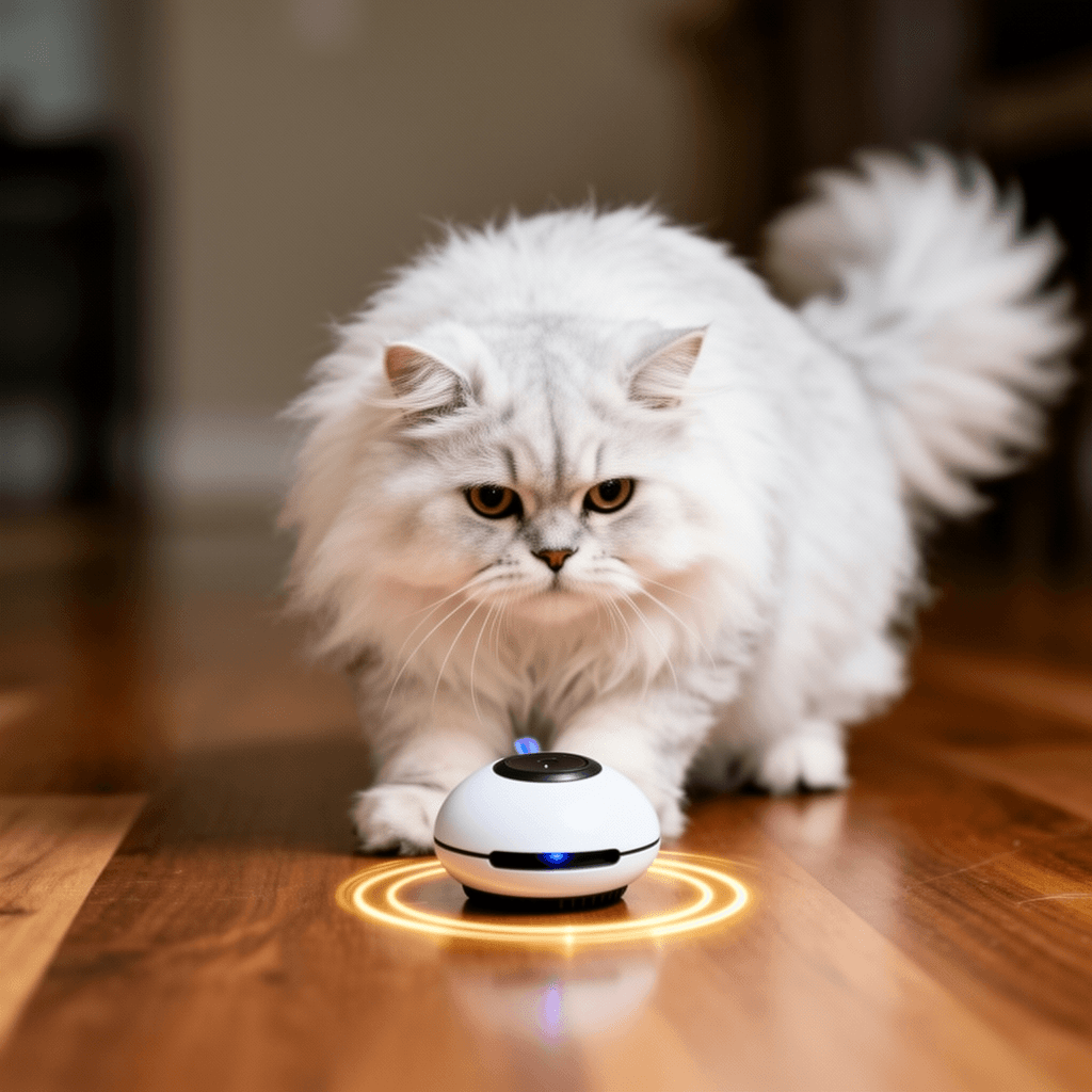 Interactive Cat Toy for Indoor Cats – Automatic Moving & with cat - professional product lifestyle photo