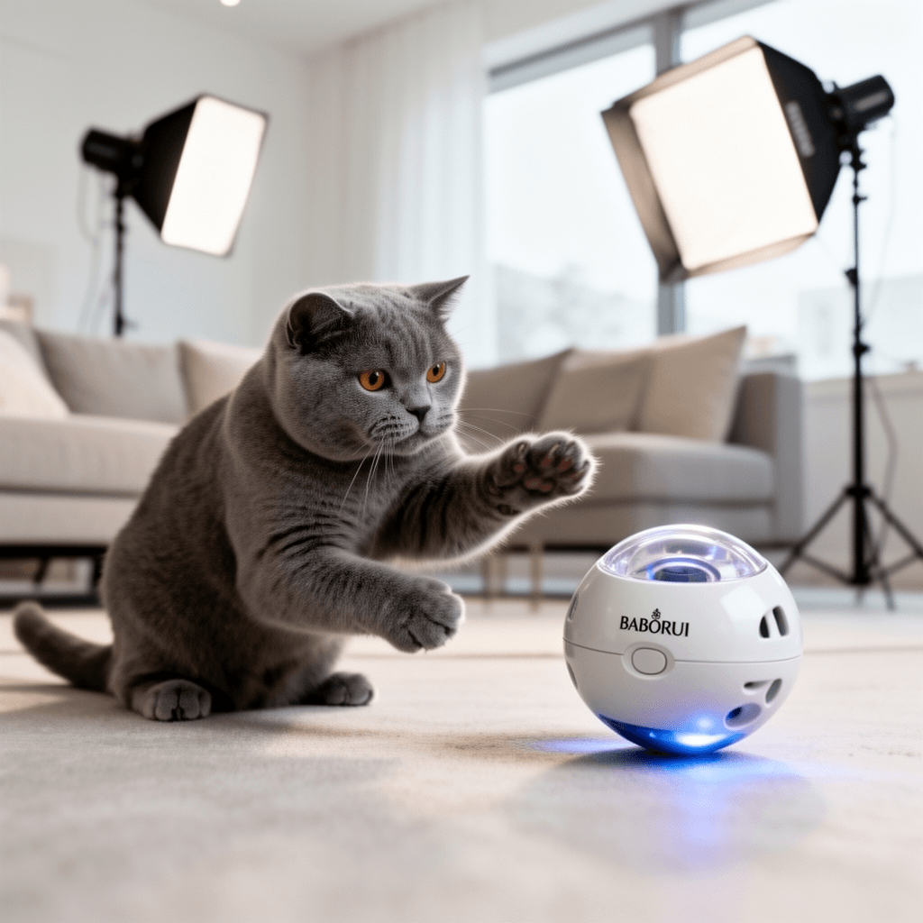 BABORUI Interactive Cat Toy Ball - Automatic Interactive Cat with cat - professional product lifestyle photo
