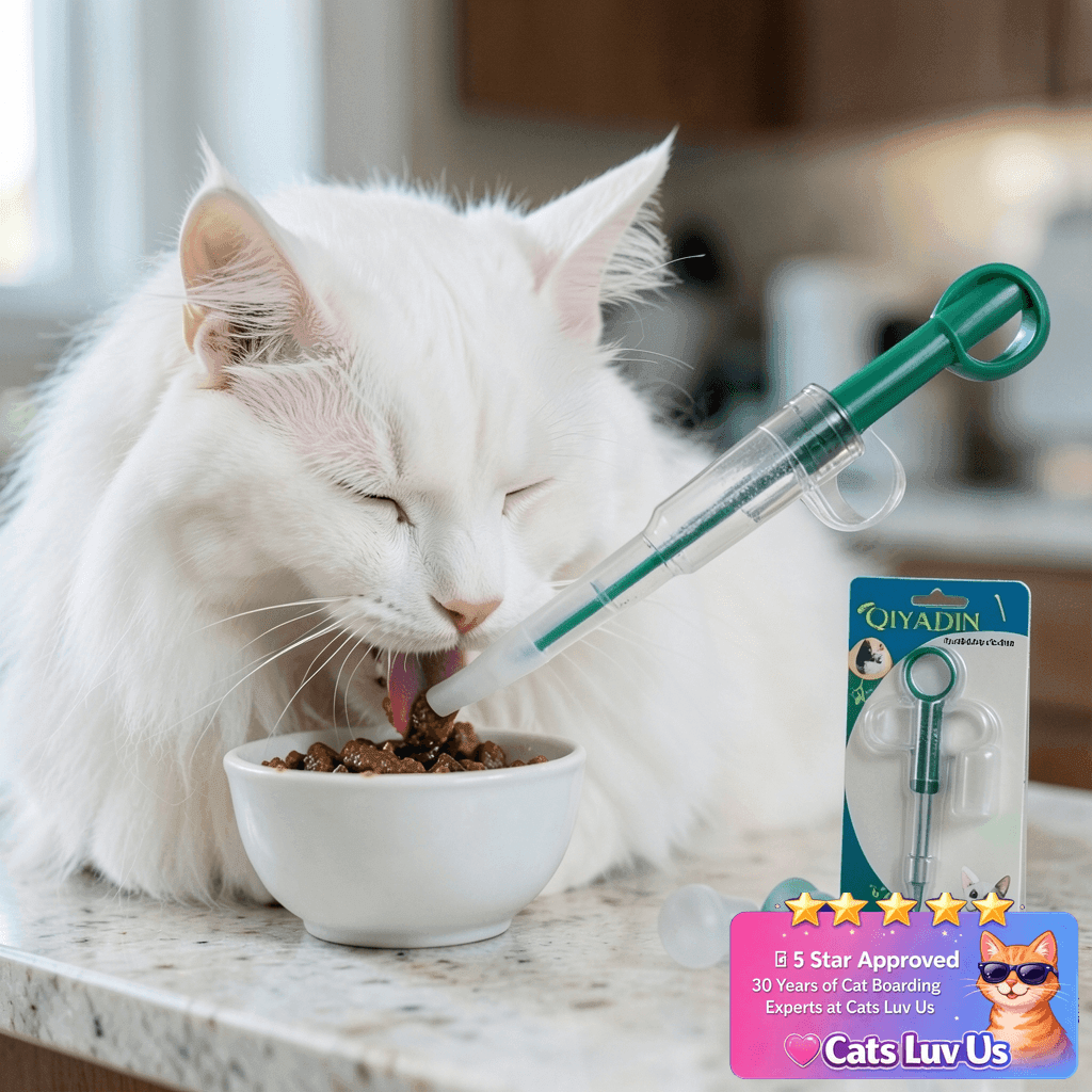 QIYADIN Cat Pill Shooter Pet Piller Gun Dog Pill Shooter Cat with cat - professional product lifestyle photo