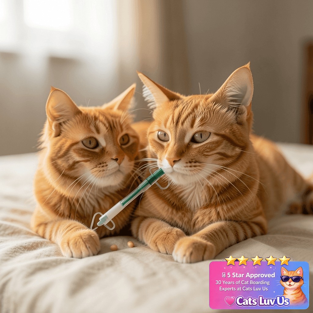QIYADIN Cat Pill Shooter with cat - professional product lifestyle photo