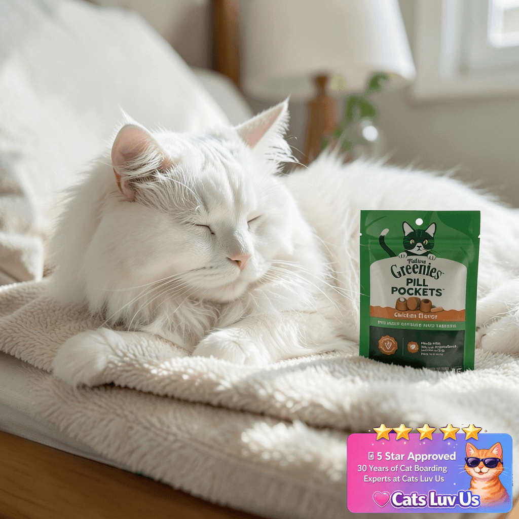 Greenies Feline Pill Pockets for Cats Natural Soft Cat with cat - professional product lifestyle photo