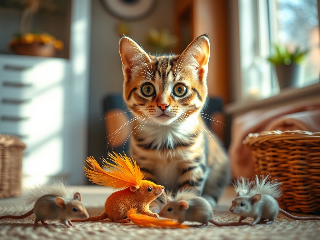 Benefits of Feather Toys - cat mice toys interactive play