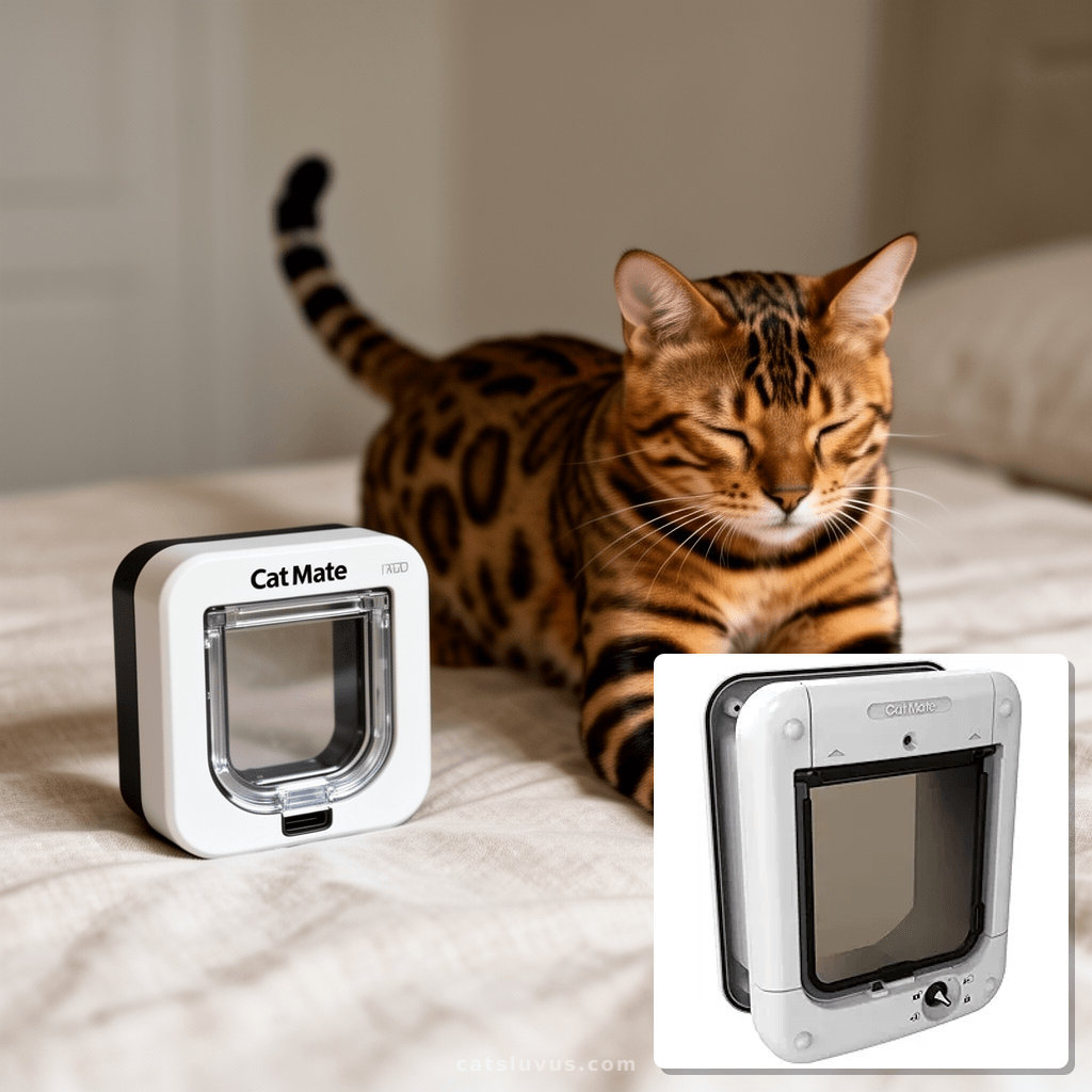 Cat Mate Microchip Activated Cat Flap  - ISO and AVID Compat with cat - professional product lifestyle photo