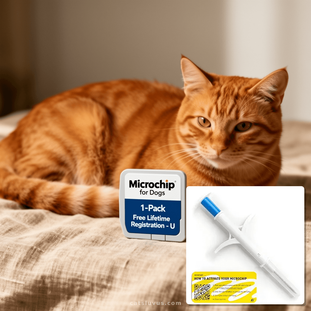 Microchip for Dogs - 1-Pack - Free Lifetime Registration - U with cat - professional product lifestyle photo