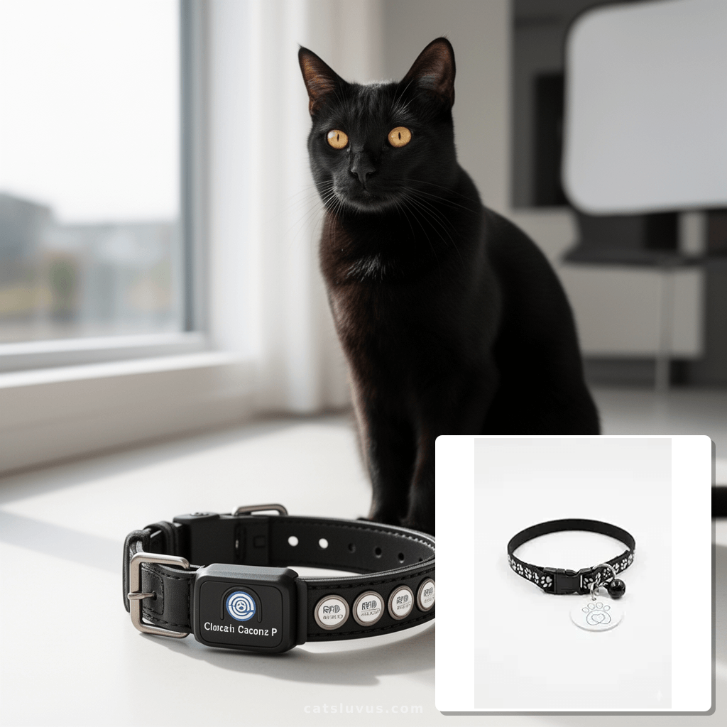 Cat Collar with Rfid Tags Microchip compatible with Closer P with cat - professional product lifestyle photo