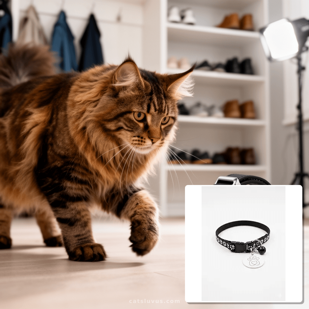 Cat Collar with Rfid Tags Microchip compatible with Closer P with cat - professional product lifestyle photo